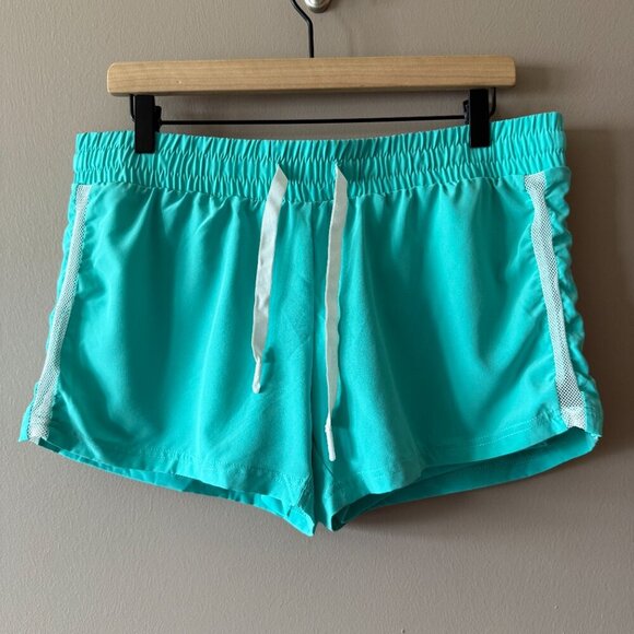 Women's L Fabletics Pamela Running Shorts Teal Performance Athletic - Picture 4 of 12